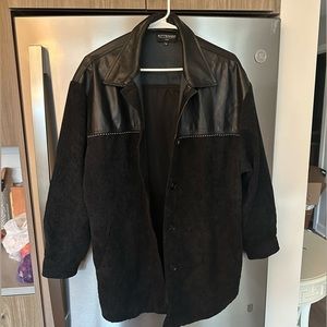 Kittenish Black Faux Leather Oversized Shacket